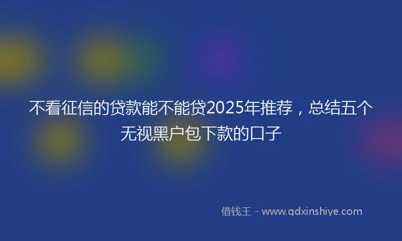 不看征信的贷款能不能贷2025年推荐，总结五个无视黑户包下款的口子