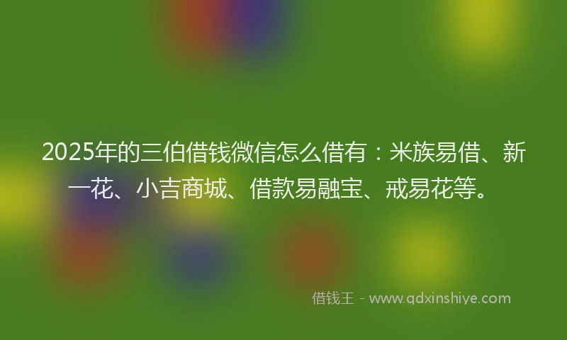 2025年的三伯借钱微信怎么借有：米族易借、新一花、小吉商城、借款易融宝、戒易花等。
