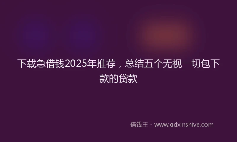 下载急借钱2025年推荐，总结五个无视一切包下款的贷款