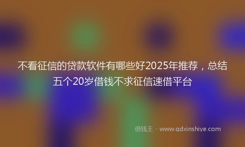 不看征信的贷款软件有哪些好2025年推荐，总结五个20岁借钱不求征信速借平台