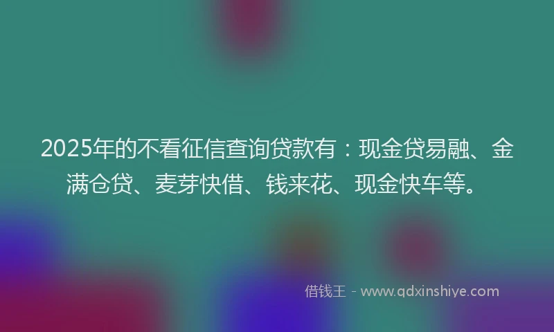 2025年的不看征信查询贷款有：现金贷易融、金满仓贷、麦芽快借、钱来花、现金快车等。