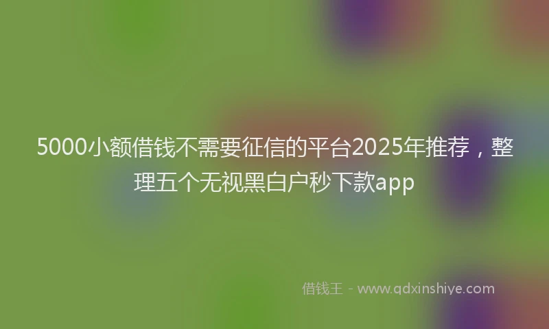 5000小额借钱不需要征信的平台2025年推荐，整理五个无视黑白户秒下款app