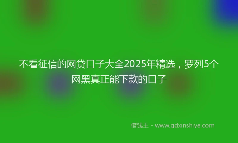 不看征信的网贷口子大全2025年精选，罗列5个网黑真正能下款的口子