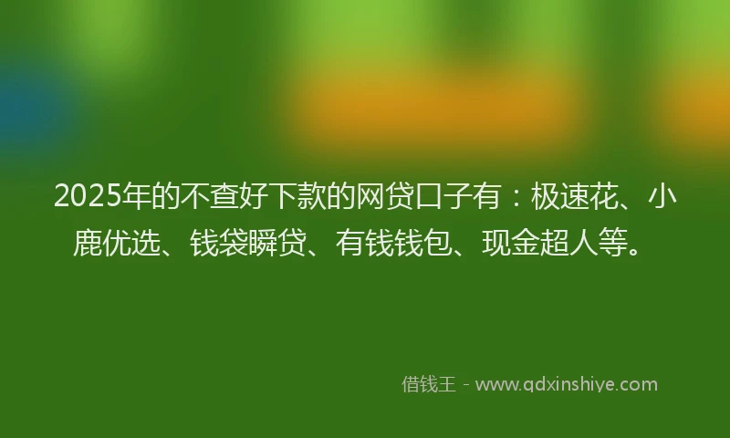 2025年的不查好下款的网贷口子有：极速花、小鹿优选、钱袋瞬贷、有钱钱包、现金超人等。
