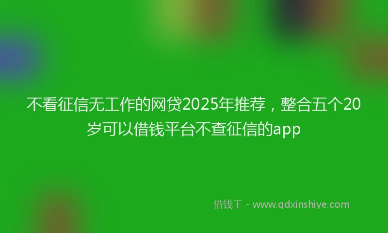 不看征信无工作的网贷2025年推荐，整合五个20岁可以借钱平台不查征信的app