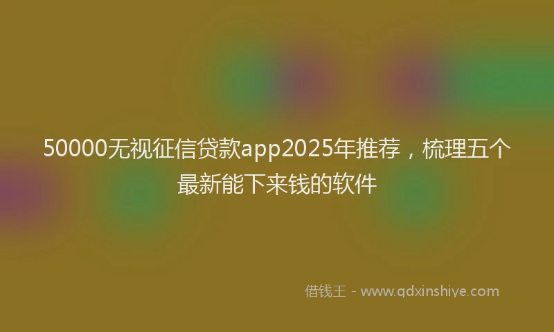 50000无视征信贷款app2025年推荐，梳理五个最新能下来钱的软件