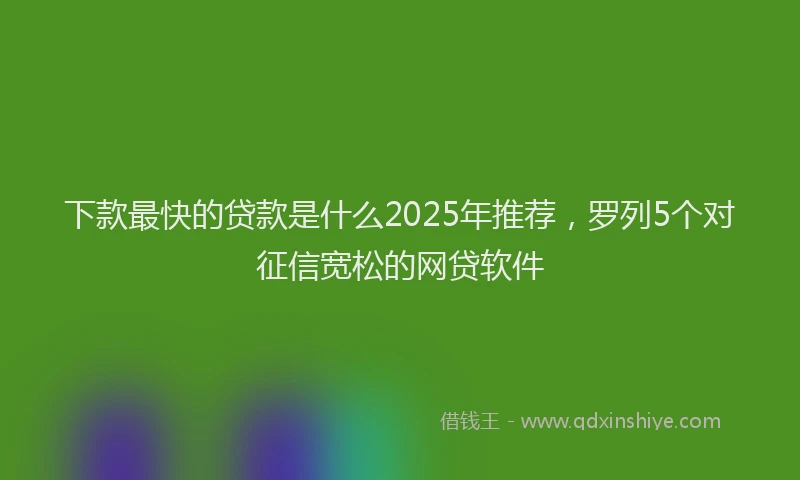 下款最快的贷款是什么2025年推荐，罗列5个对征信宽松的网贷软件