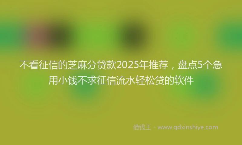 不看征信的芝麻分贷款2025年推荐，盘点5个急用小钱不求征信流水轻松贷的软件