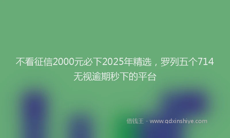 不看征信2000元必下2025年精选，罗列五个714无视逾期秒下的平台
