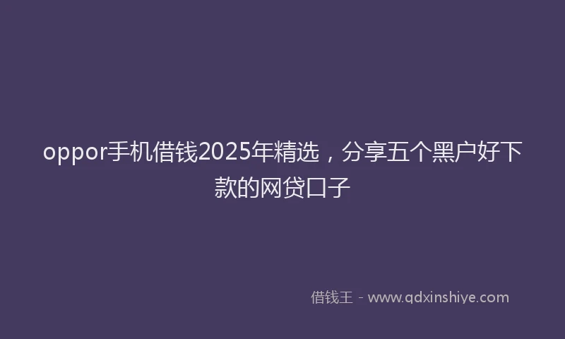 oppor手机借钱2025年精选，分享五个黑户好下款的网贷口子