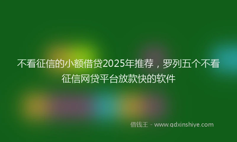 不看征信的小额借贷2025年推荐，罗列五个不看征信网贷平台放款快的软件