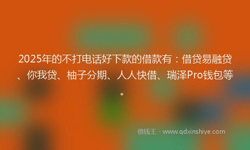 2025年的不打电话好下款的借款有：借贷易融贷、你我贷、柚子分期、人人快借、瑞泽Pro钱包等。