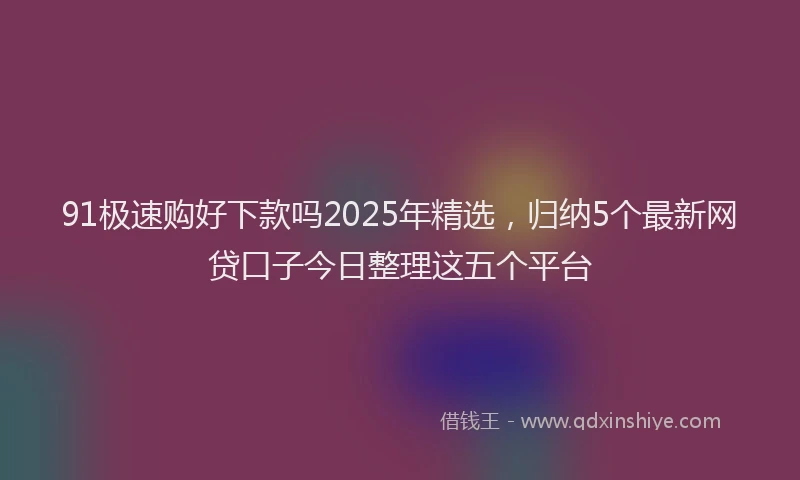 91极速购好下款吗2025年精选，归纳5个最新网贷口子今日整理这五个平台
