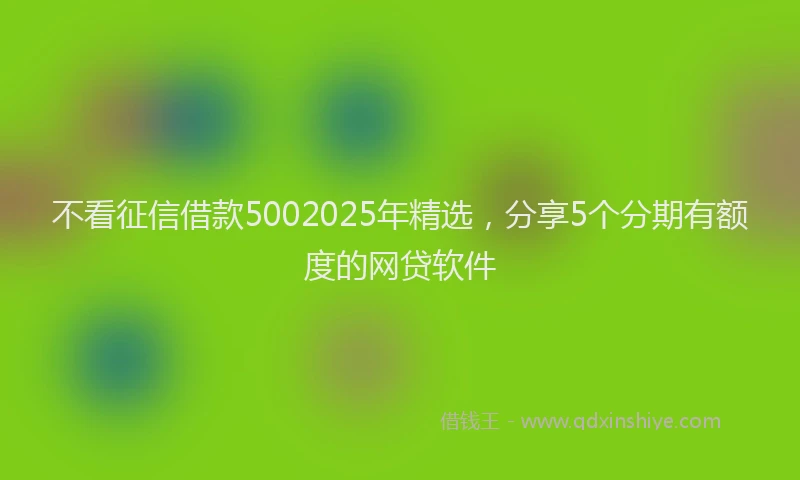 不看征信借款5002025年精选，分享5个分期有额度的网贷软件