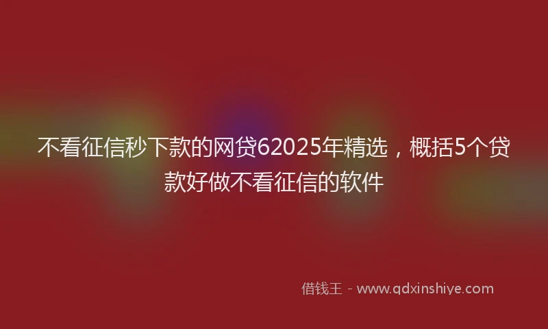 不看征信秒下款的网贷62025年精选，概括5个贷款好做不看征信的软件