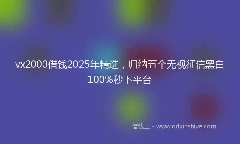 vx2000借钱2025年精选，归纳五个无视征信黑白100%秒下平台
