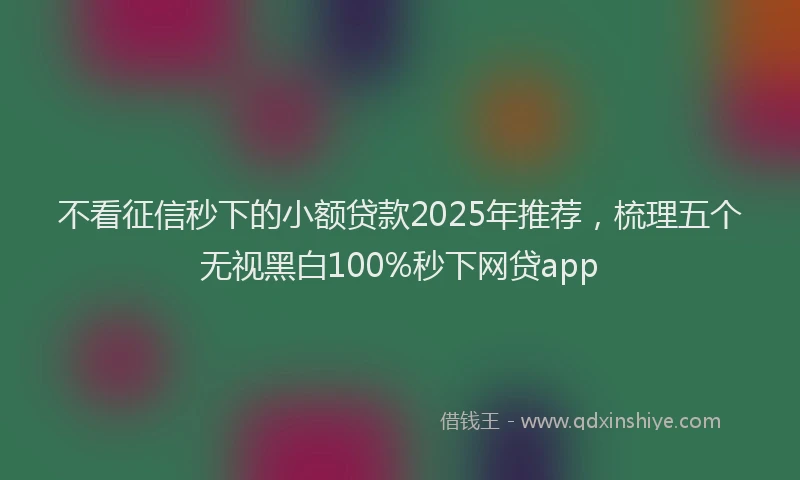 不看征信秒下的小额贷款2025年推荐，梳理五个无视黑白100%秒下网贷app