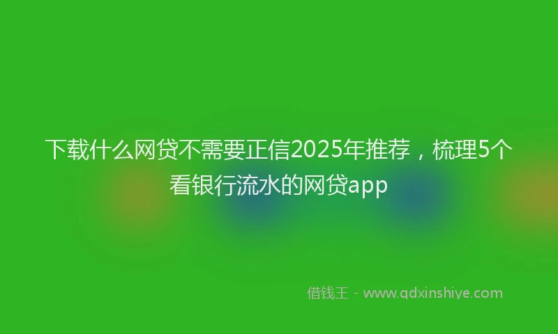 下载什么网贷不需要正信2025年推荐，梳理5个看银行流水的网贷app