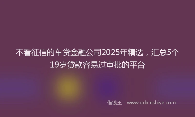 不看征信的车贷金融公司2025年精选，汇总5个19岁贷款容易过审批的平台