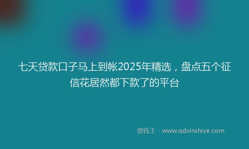 七天贷款口子马上到帐2025年精选，盘点五个征信花居然都下款了的平台