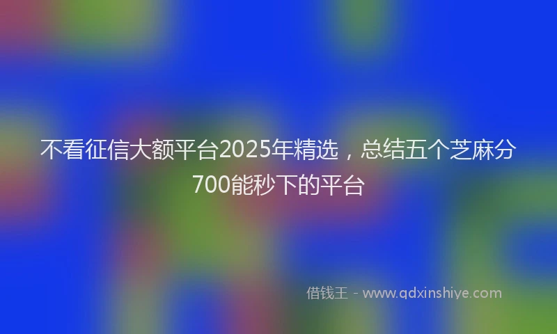 不看征信大额平台2025年精选，总结五个芝麻分700能秒下的平台