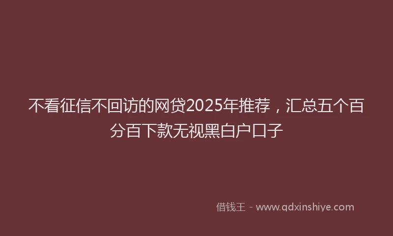 不看征信不回访的网贷2025年推荐，汇总五个百分百下款无视黑白户口子