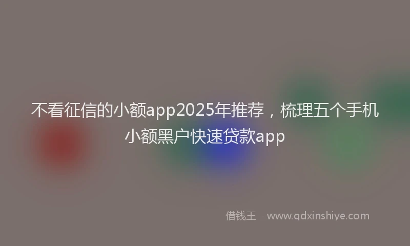 不看征信的小额app2025年推荐，梳理五个手机小额黑户快速贷款app
