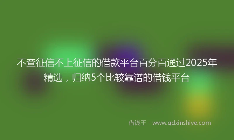 不查征信不上征信的借款平台百分百通过2025年精选，归纳5个比较靠谱的借钱平台