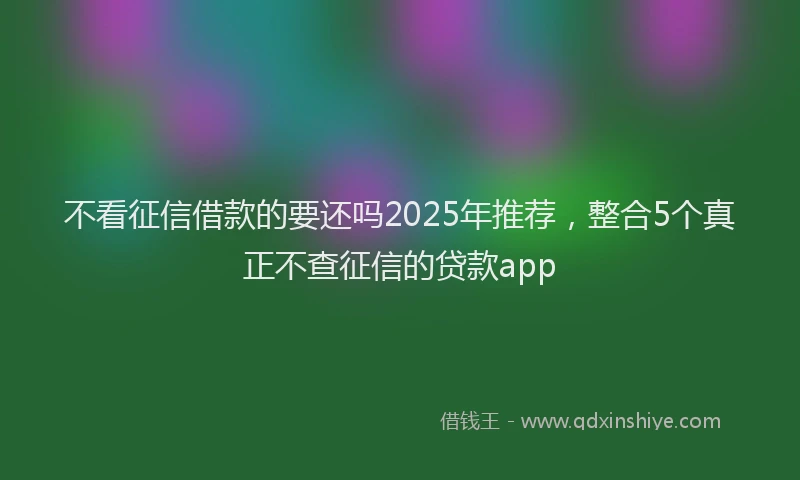 不看征信借款的要还吗2025年推荐，整合5个真正不查征信的贷款app