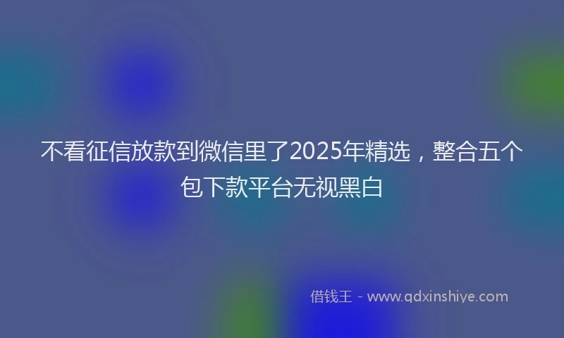 不看征信放款到微信里了2025年精选，整合五个包下款平台无视黑白