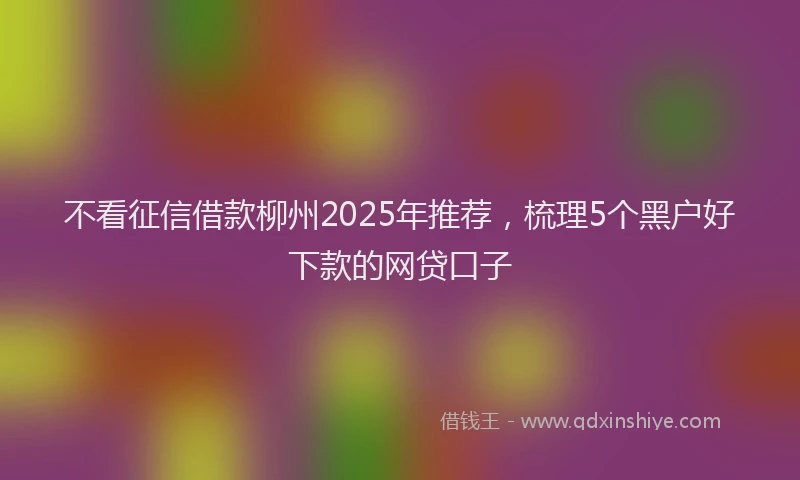 不看征信借款柳州2025年推荐，梳理5个黑户好下款的网贷口子