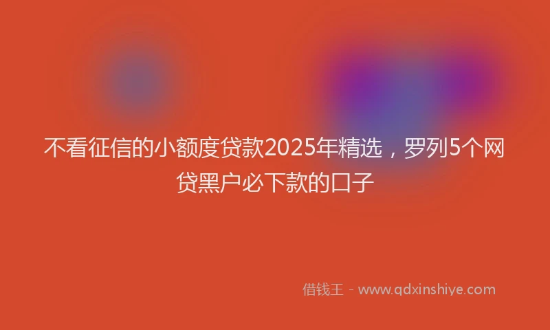 不看征信的小额度贷款2025年精选，罗列5个网贷黑户必下款的口子