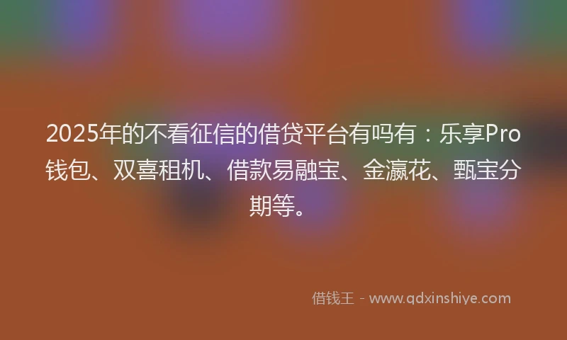 2025年的不看征信的借贷平台有吗有：乐享Pro钱包、双喜租机、借款易融宝、金瀛花、甄宝分期等。