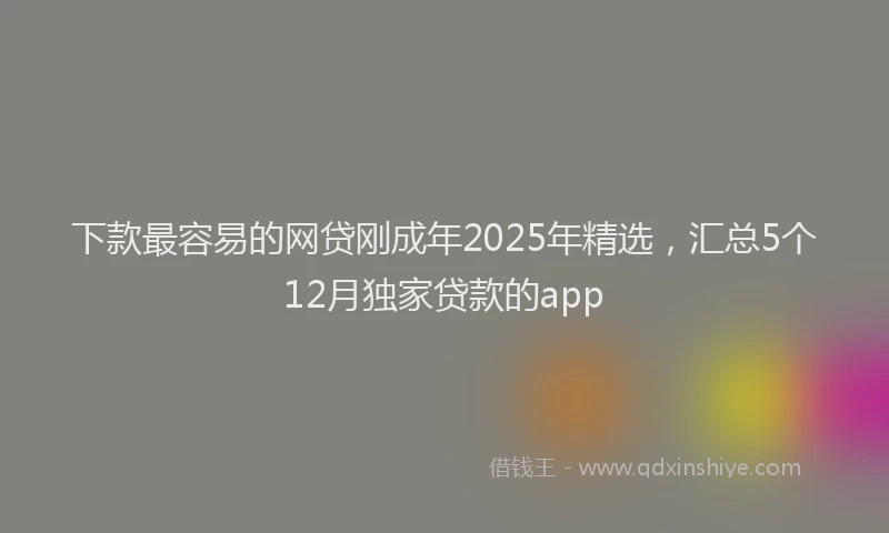 下款最容易的网贷刚成年2025年精选，汇总5个12月独家贷款的app