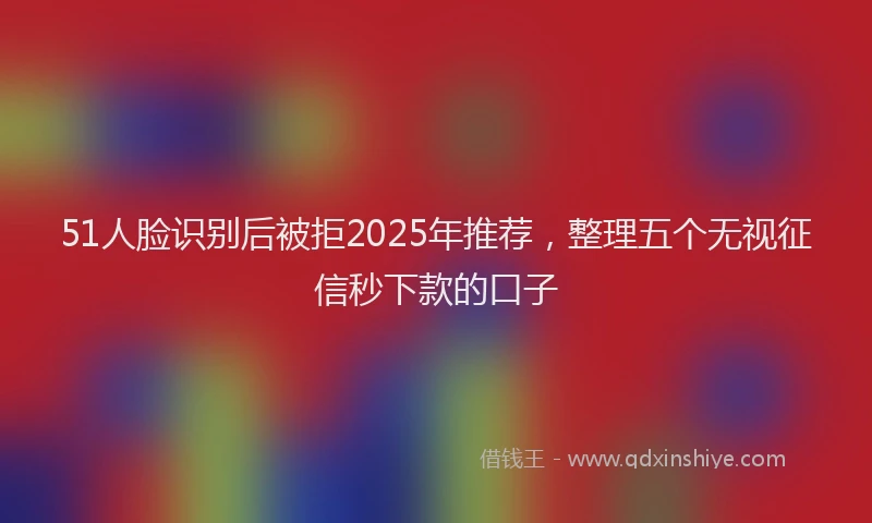 51人脸识别后被拒2025年推荐，整理五个无视征信秒下款的口子