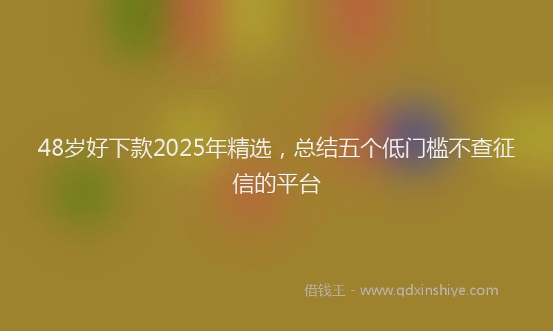 48岁好下款2025年精选，总结五个低门槛不查征信的平台