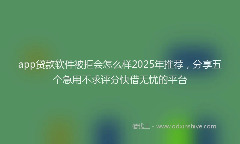 app贷款软件被拒会怎么样2025年推荐，分享五个急用不求评分快借无忧的平台