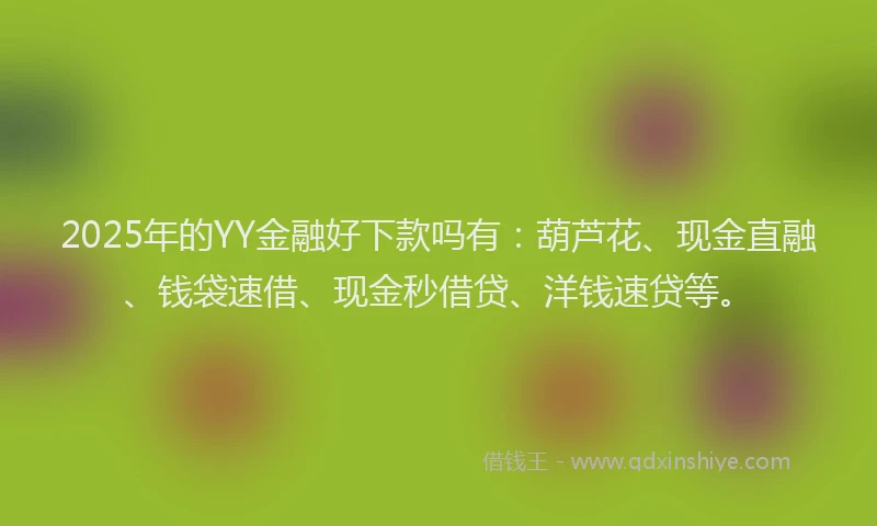2025年的YY金融好下款吗有：葫芦花、现金直融、钱袋速借、现金秒借贷、洋钱速贷等。