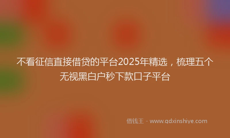 不看征信直接借贷的平台2025年精选，梳理五个无视黑白户秒下款口子平台
