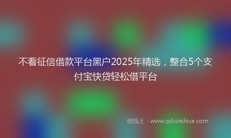 不看征信借款平台黑户2025年精选，整合5个支付宝快贷轻松借平台