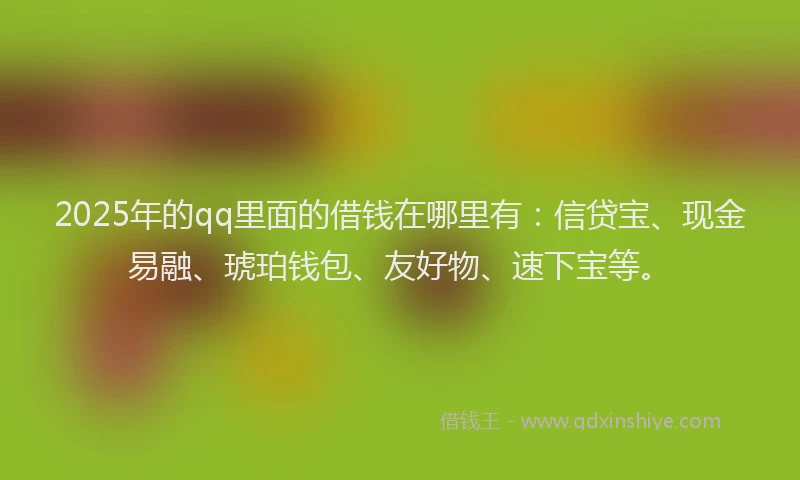 2025年的qq里面的借钱在哪里有：信贷宝、现金易融、琥珀钱包、友好物、速下宝等。