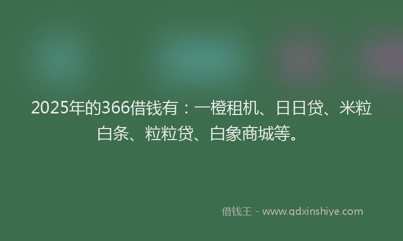 2025年的366借钱有：一橙租机、日日贷、米粒白条、粒粒贷、白象商城等。