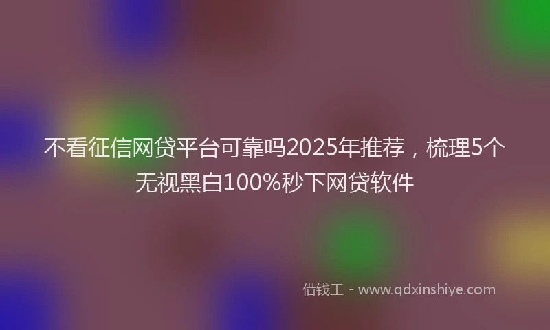 不看征信网贷平台可靠吗2025年推荐，梳理5个无视黑白100%秒下网贷软件