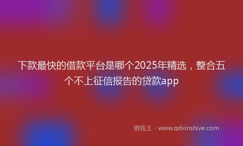 下款最快的借款平台是哪个2025年精选，整合五个不上征信报告的贷款app
