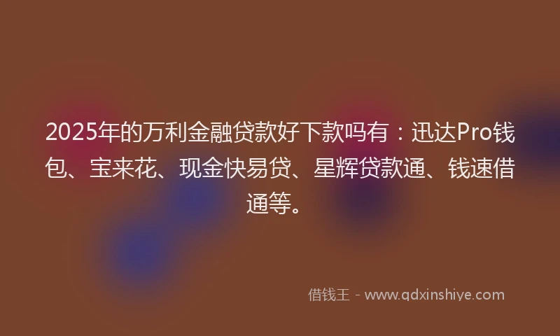 2025年的万利金融贷款好下款吗有：迅达Pro钱包、宝来花、现金快易贷、星辉贷款通、钱速借通等。