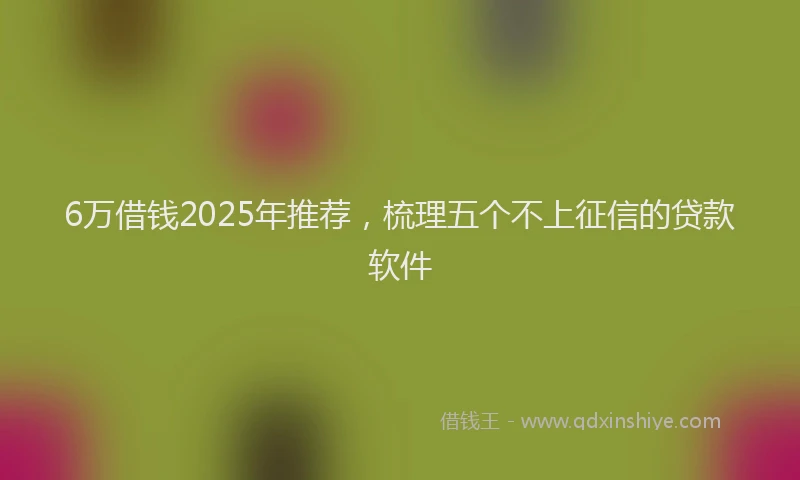 6万借钱2025年推荐，梳理五个不上征信的贷款软件