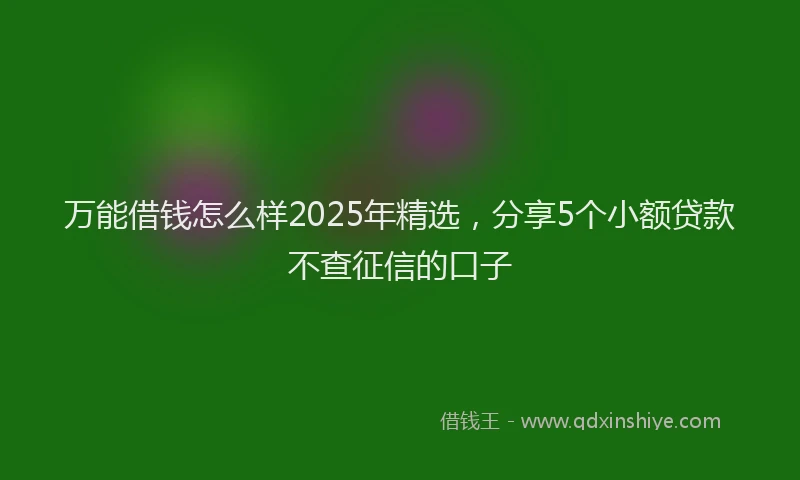 万能借钱怎么样2025年精选，分享5个小额贷款不查征信的口子