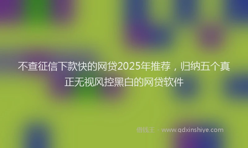 不查征信下款快的网贷2025年推荐，归纳五个真正无视风控黑白的网贷软件