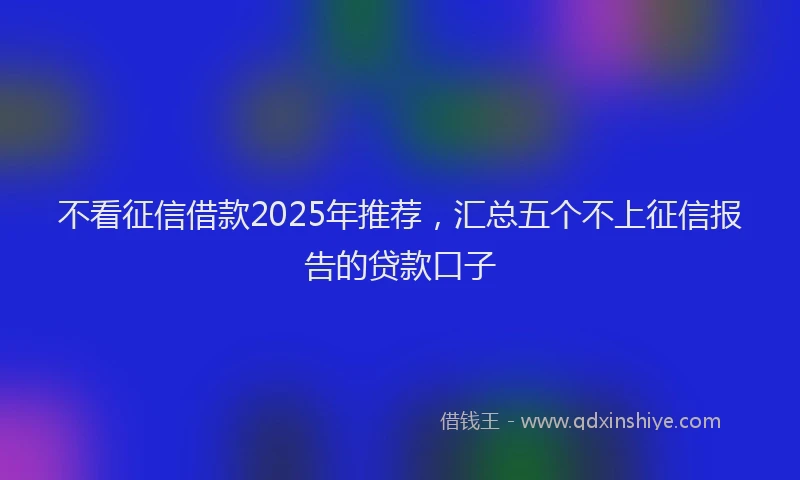 不看征信借款2025年推荐，汇总五个不上征信报告的贷款口子