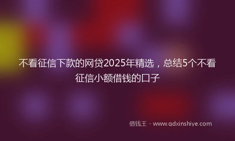 不看征信下款的网贷2025年精选，总结5个不看征信小额借钱的口子